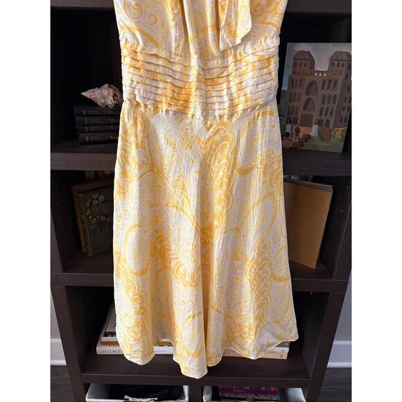Vintage White Tag Lilly Pulitzer 100% Silk Yellow & White Midi Dress Size 2 - Picture 3 of 8
